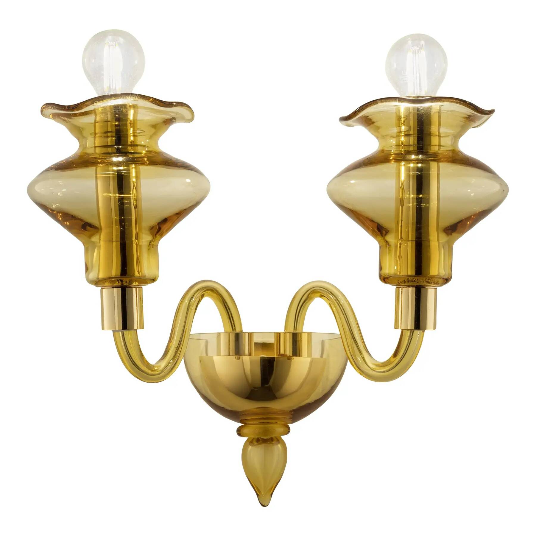 Elegant Linear Modern Amber Murano Glass Wall Sconce