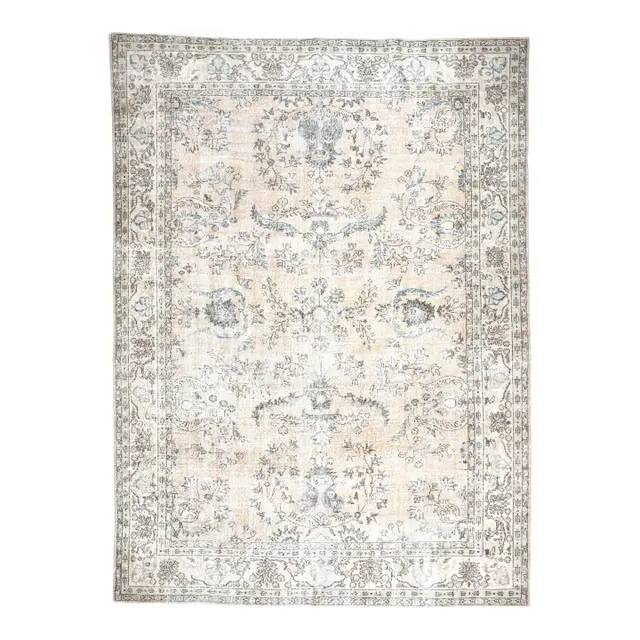 1970s Vintage Persian Handmade Wool Cotton Brown Area Rug 271x371