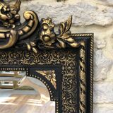 Old mirror 153.5x98.5cm Napoleon III late 19th century, beveled and stitched ice.