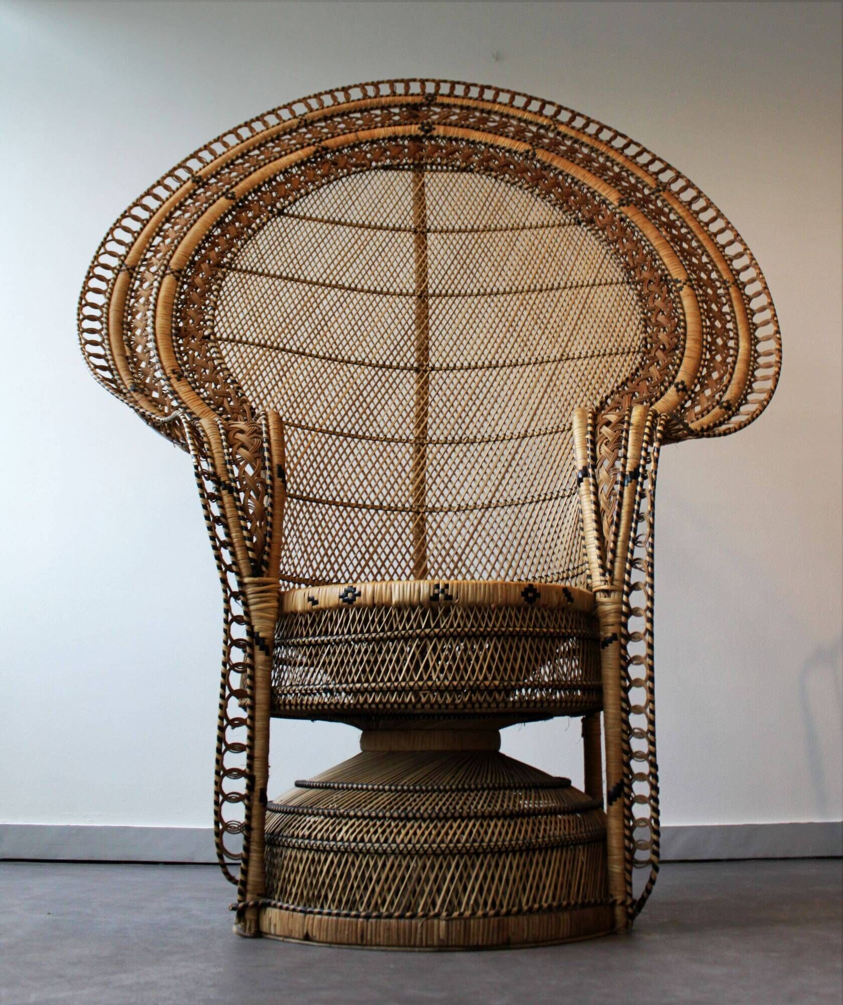 Vintage Emmanuelle de Kok armchair in wicker and bamboo 1970
