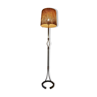 Lampadaire fer forgé et cuir