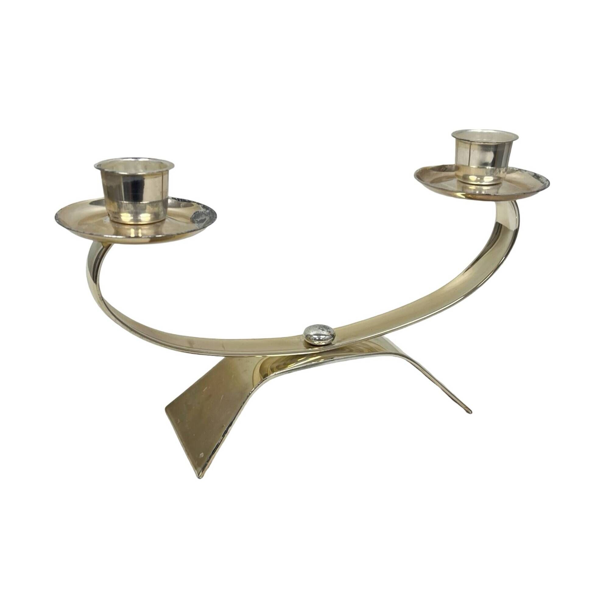Vintage modernist WMF two-arm candle holder, Radtke model (1958), silver