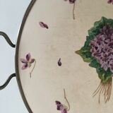 Napoleon III cake dish flowers of violet faience iron earth