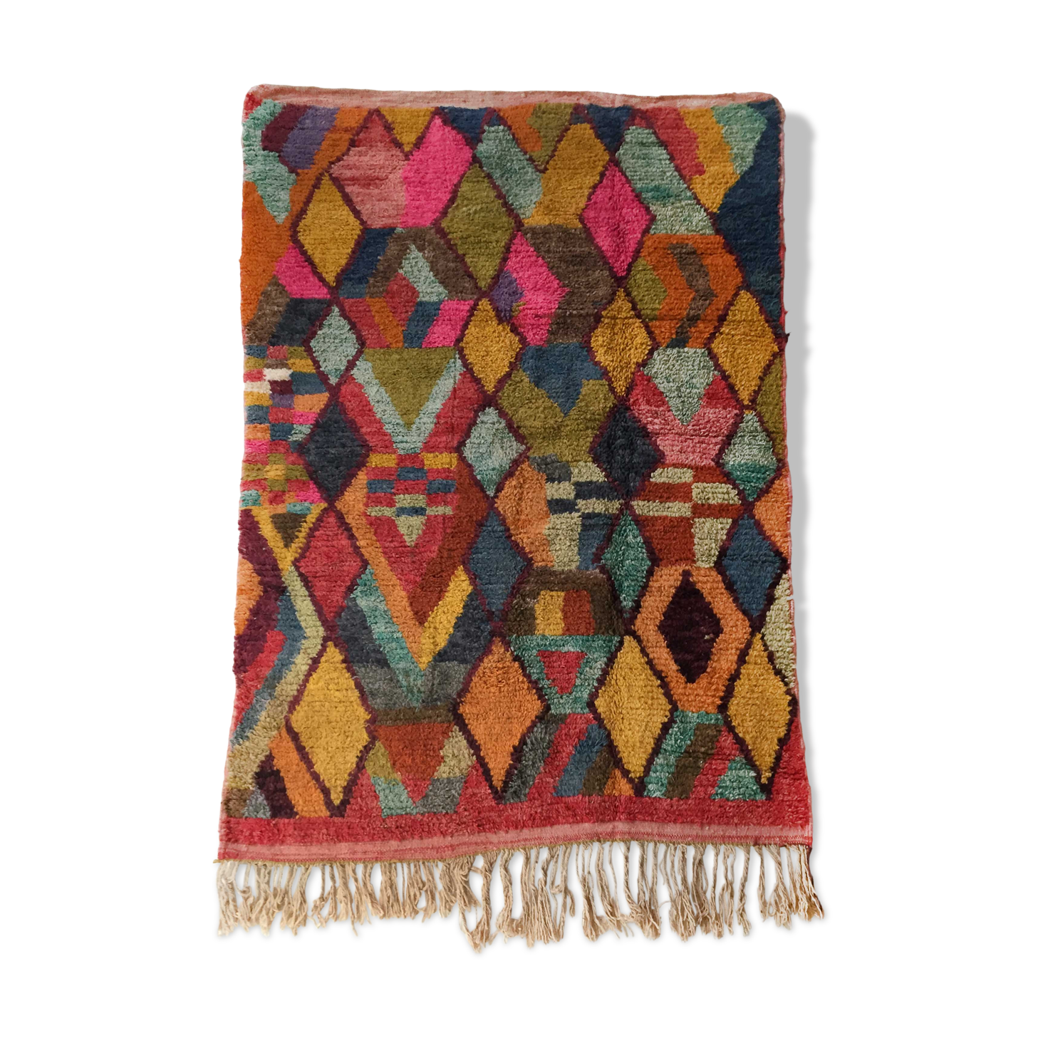 Moroccan Berber boujaad carpet with colorful patterns 250x156cm