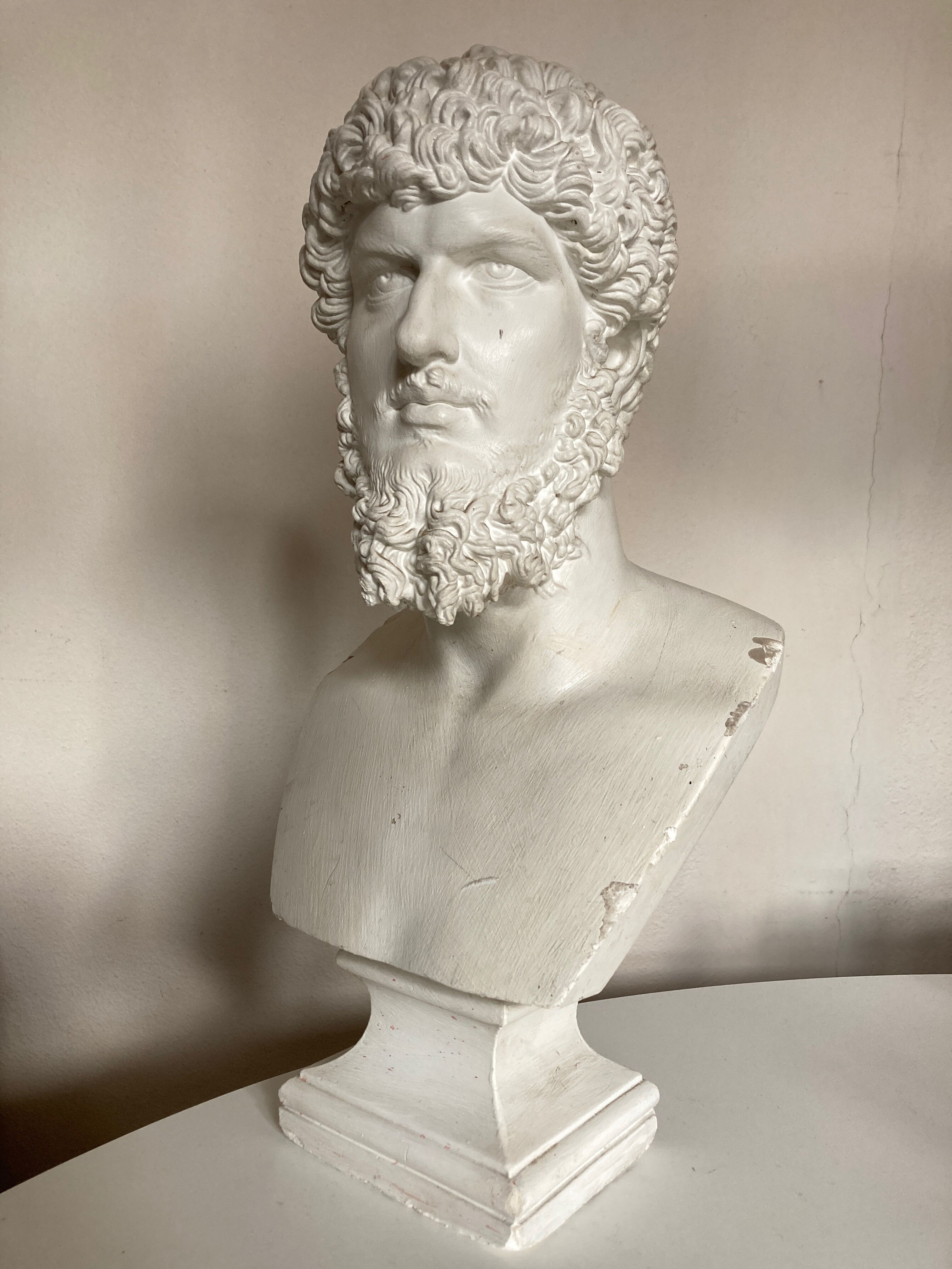 Greco-Roman bust in full plaster of Emperor Lucius Verus Borghese collection