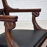 1920-30s, set of 2 armchairs, design after Georges Jacob, carved teak wood.