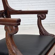 1920-30s, set of 2 armchairs, design after Georges Jacob, carved teak wood.