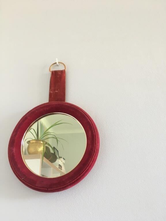 Mirror porthole in velvet 60s