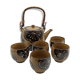 Tea set japan asia glazed stoneware decoration flower wicker handle