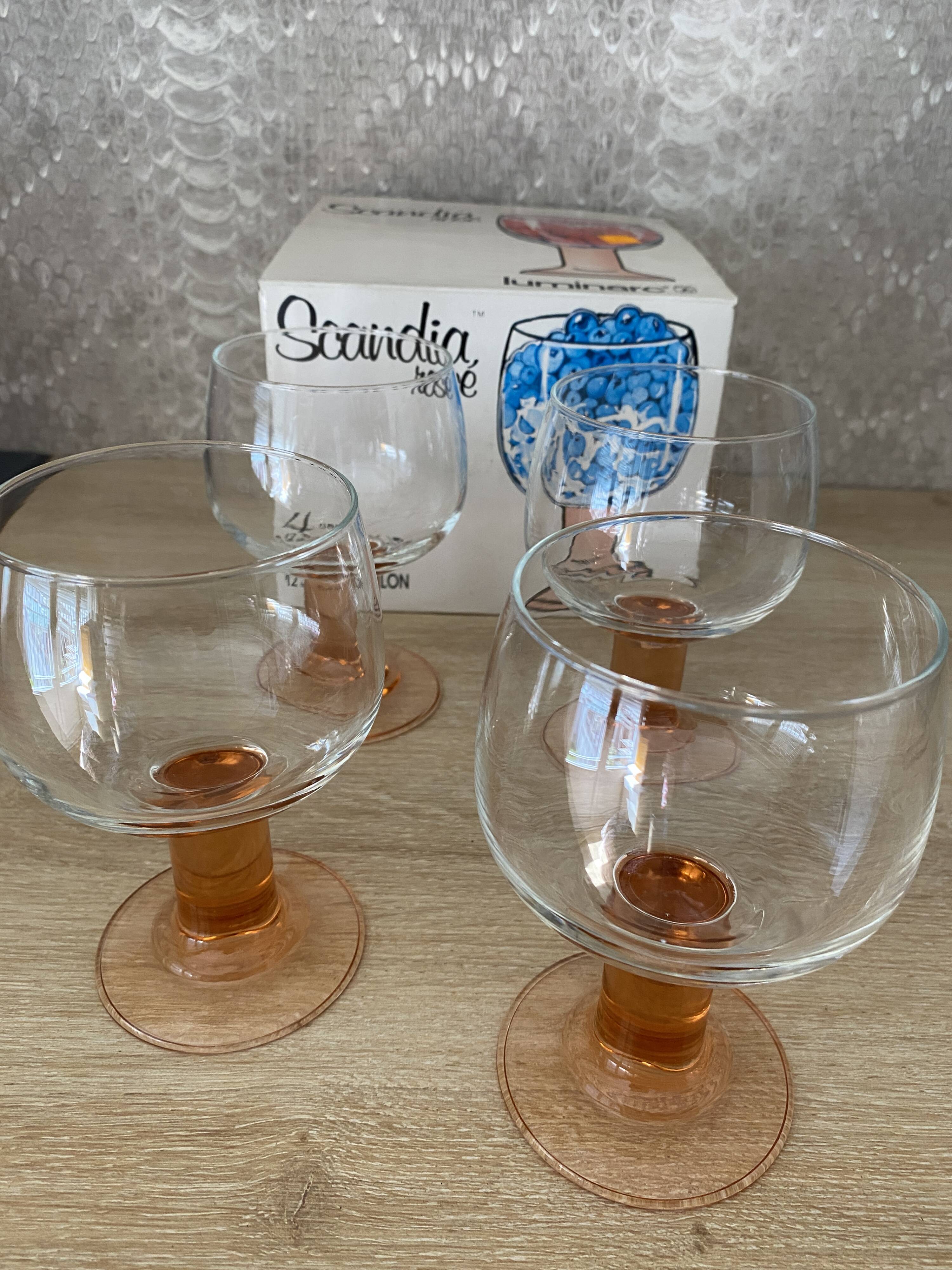 set of 4 new Luminarc stemmed glasses / Arques glassworks