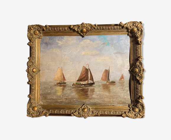 Peinture huile sur toile Marine