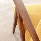 Vintage armchair, mustard yellow, curly zigzag pattern, set of 2