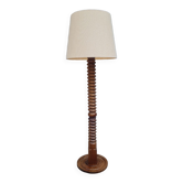 French floor lamp in carved oak 1950