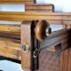 Wooden wall coat rack, 4 hooks, Art Deco style, 71 cm