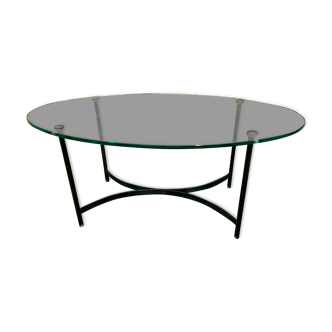 Table basse en verre et métal années 50-60