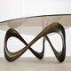 Italian Organic "Snake" Wooden and Smoked Glass Coffee Table, 1960s