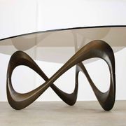 Italian Organic "Snake" Wooden and Smoked Glass Coffee Table, 1960s