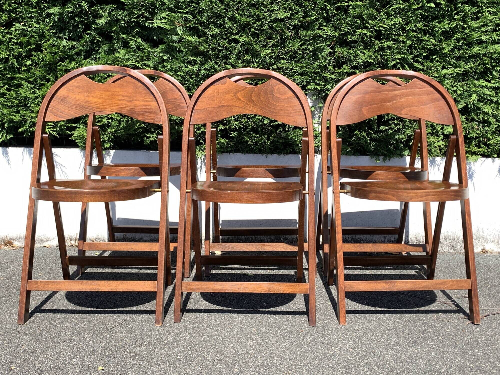 6 wooden folding chairs Stol Kamnik Yugoslavia design Zascitni Zhak