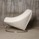 Fauteuil en cuir blanc et acier chromé Falkenberg x Rom AG, Belgique c. 1990