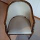 Set of 2 bergere style armchairs - bamboo and white imitation leather - vintage