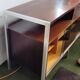 Hi-Fi cabinet in wood, brushed aluminum, smoked glass - 1970s