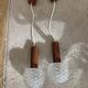 Pair of suspension in teak and vintage Scandinavian glass