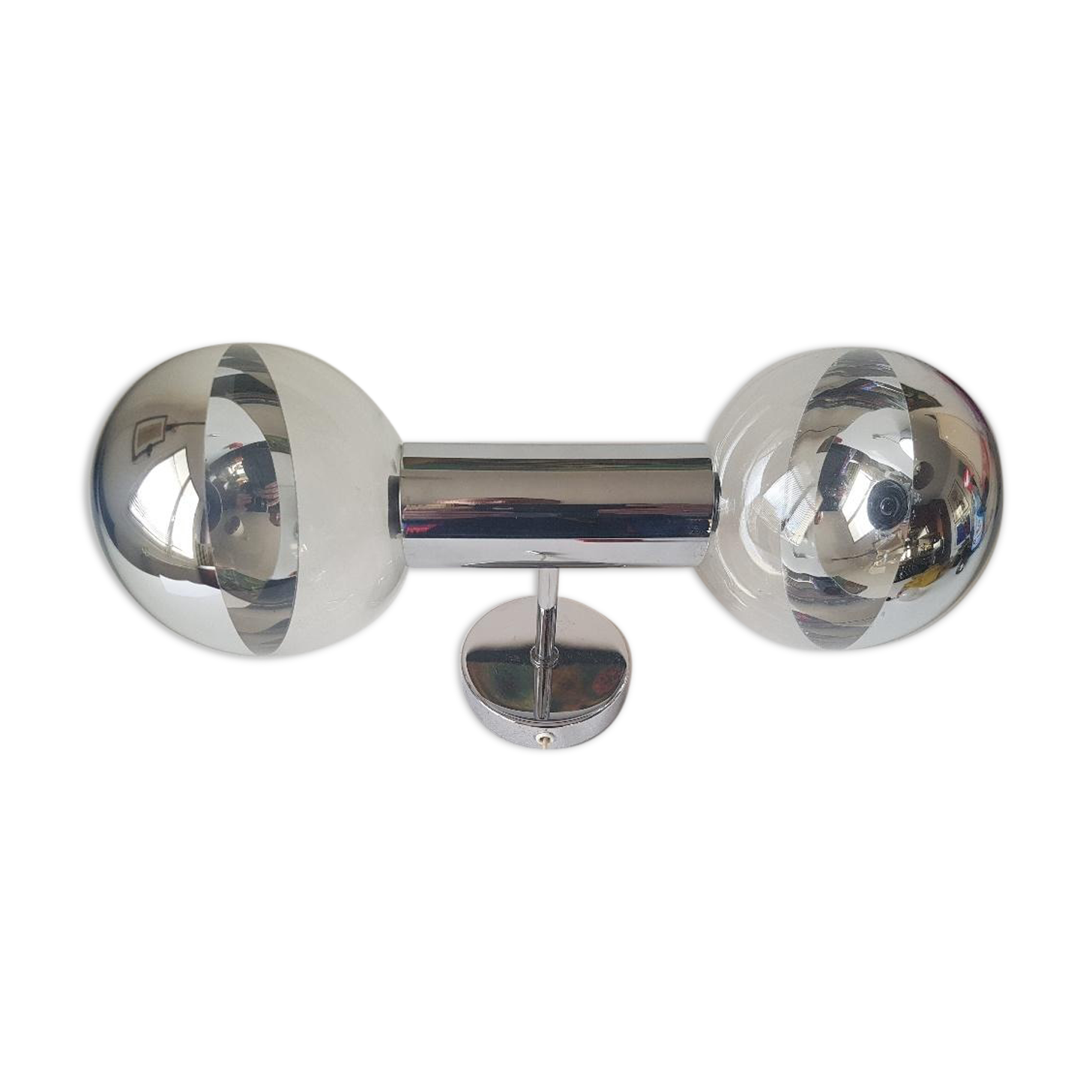 Design wall lamp chrome metal dumbbell shape