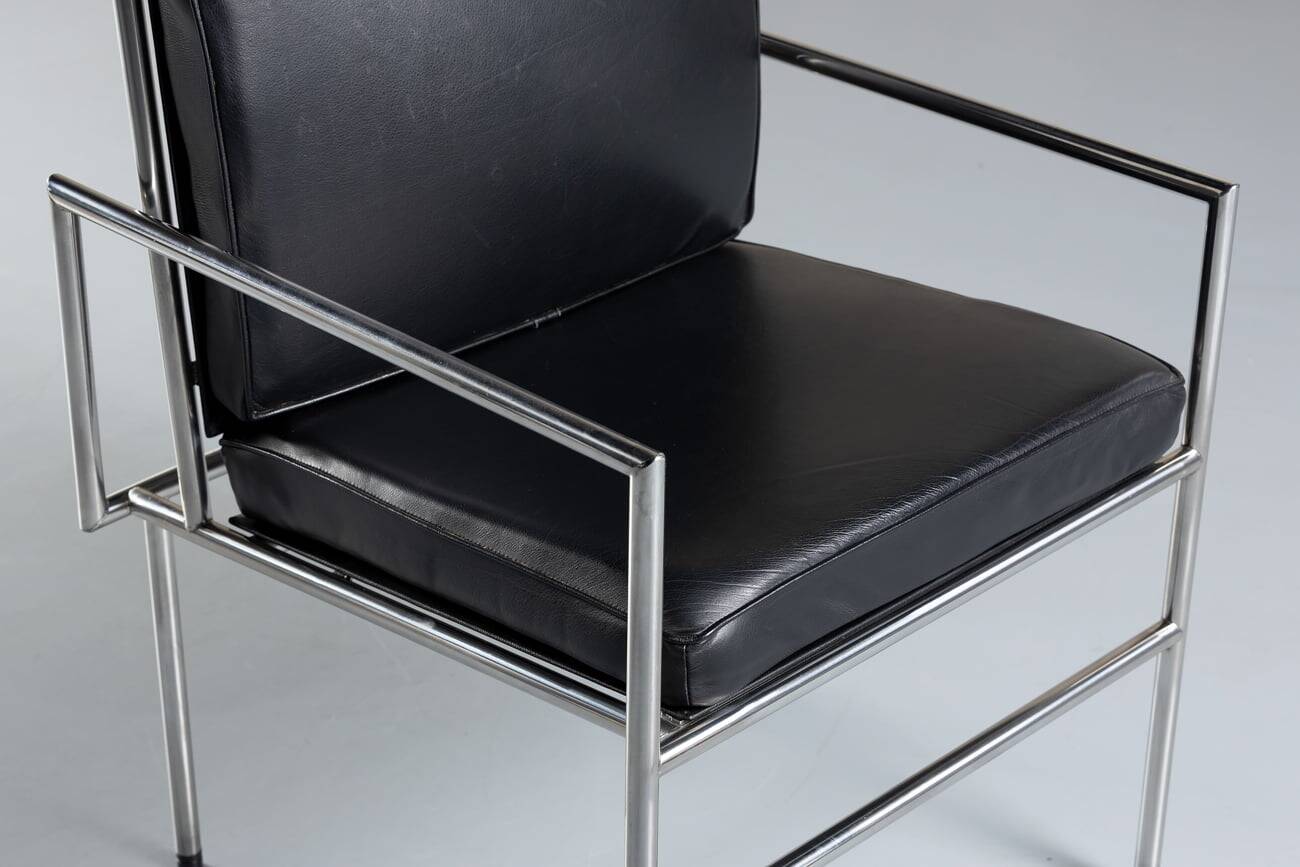 Leather armchair in aluminium, Italy, 1970s