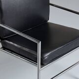 Leather armchair in aluminium, Italy, 1970s