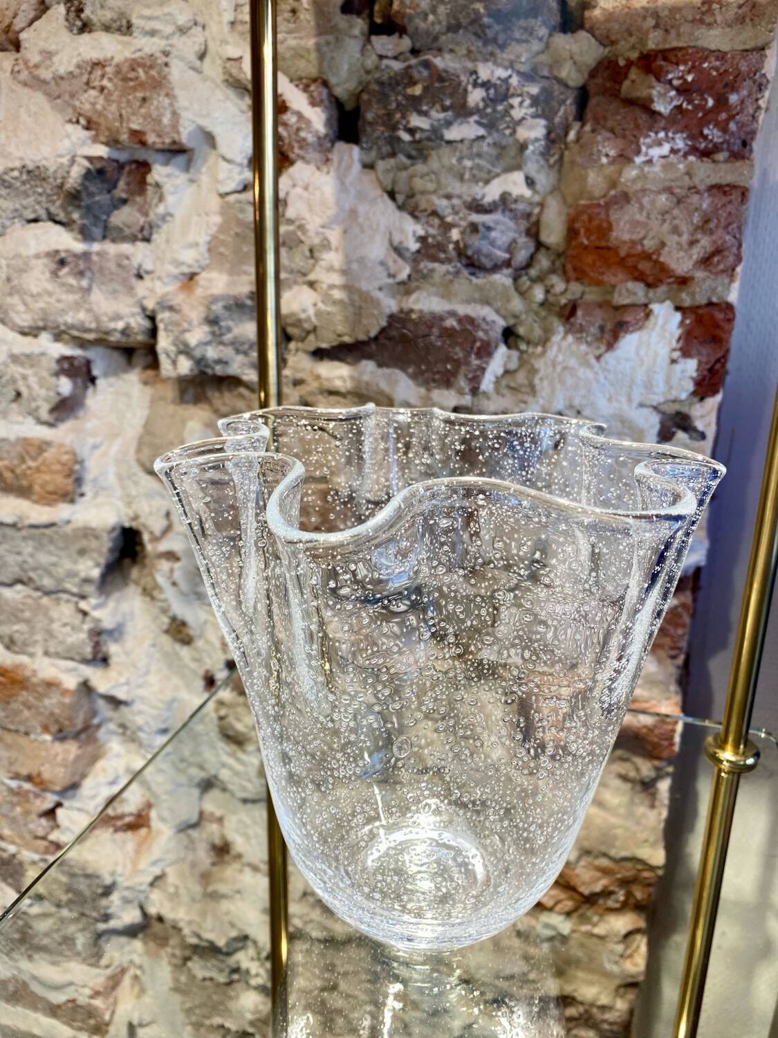 Murano bubble blown glass handkerchief vase