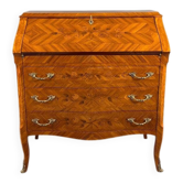Louis XV style writing desk with a drop-leaf, made of veneer and marquetry, 19th century.