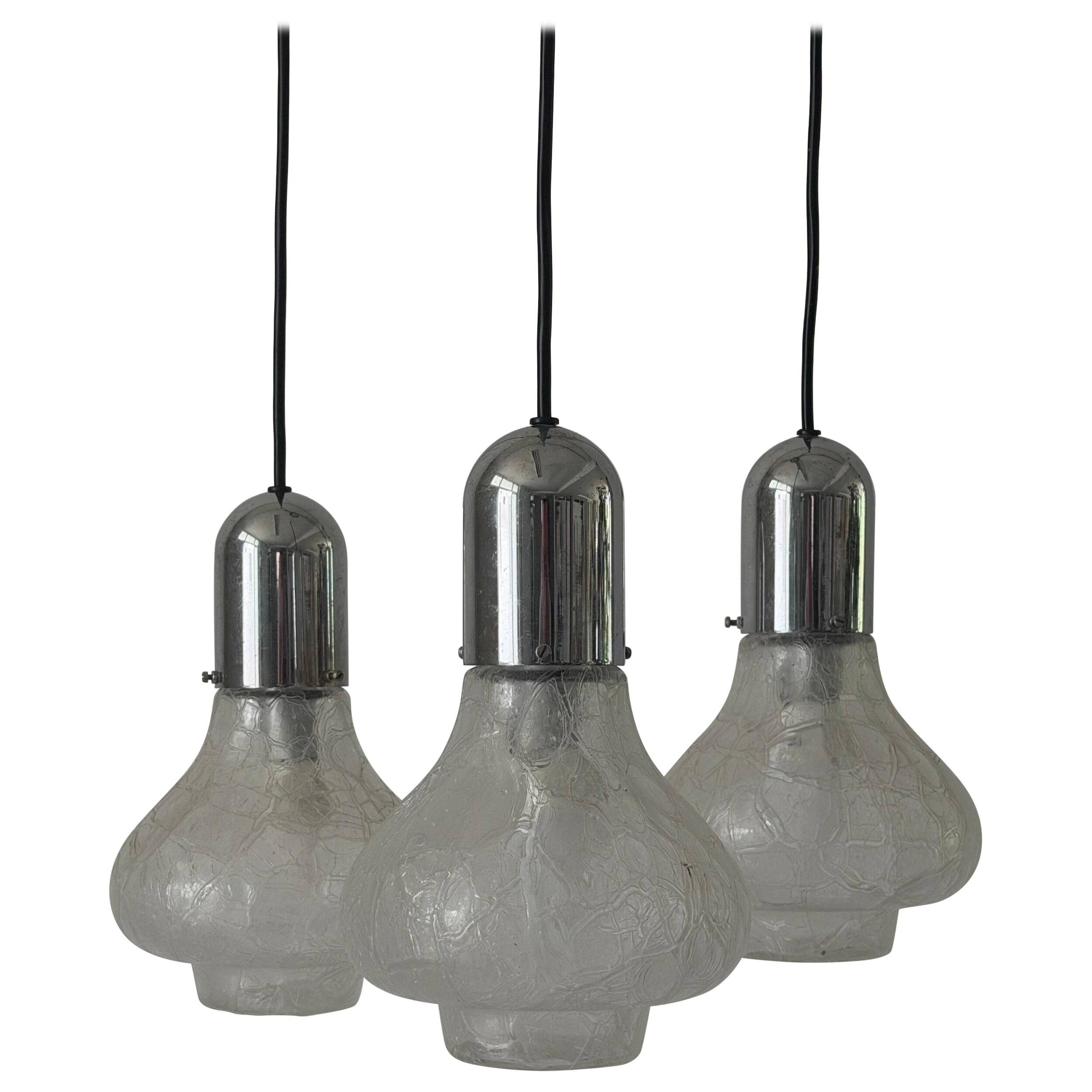 Cascade lamp with 3 glass and chrome shades by WILA, 1960s, Germany