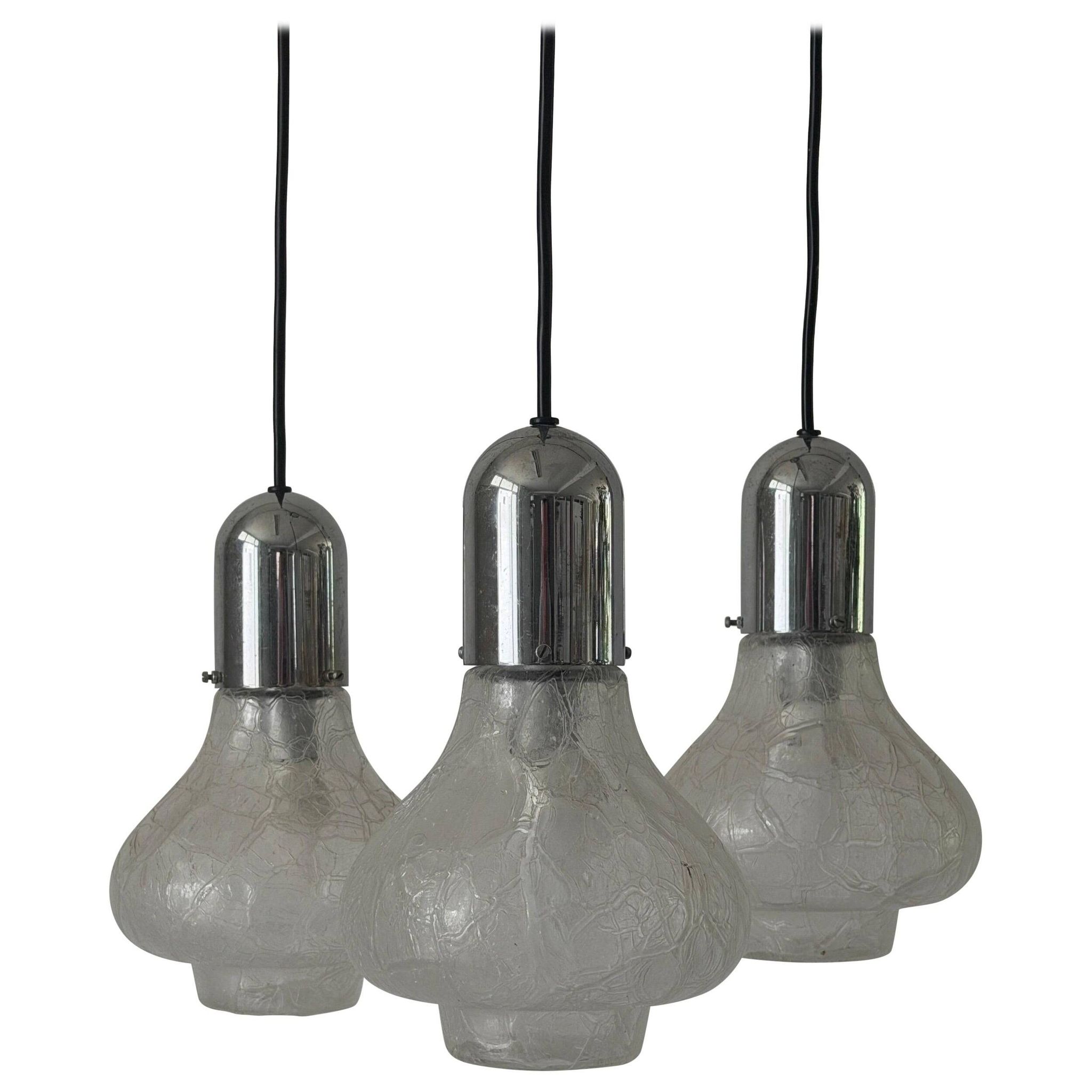 Cascade lamp with 3 glass and chrome shades by WILA, 1960s, Germany