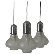 Cascade lamp with 3 glass and chrome shades by WILA, 1960s, Germany