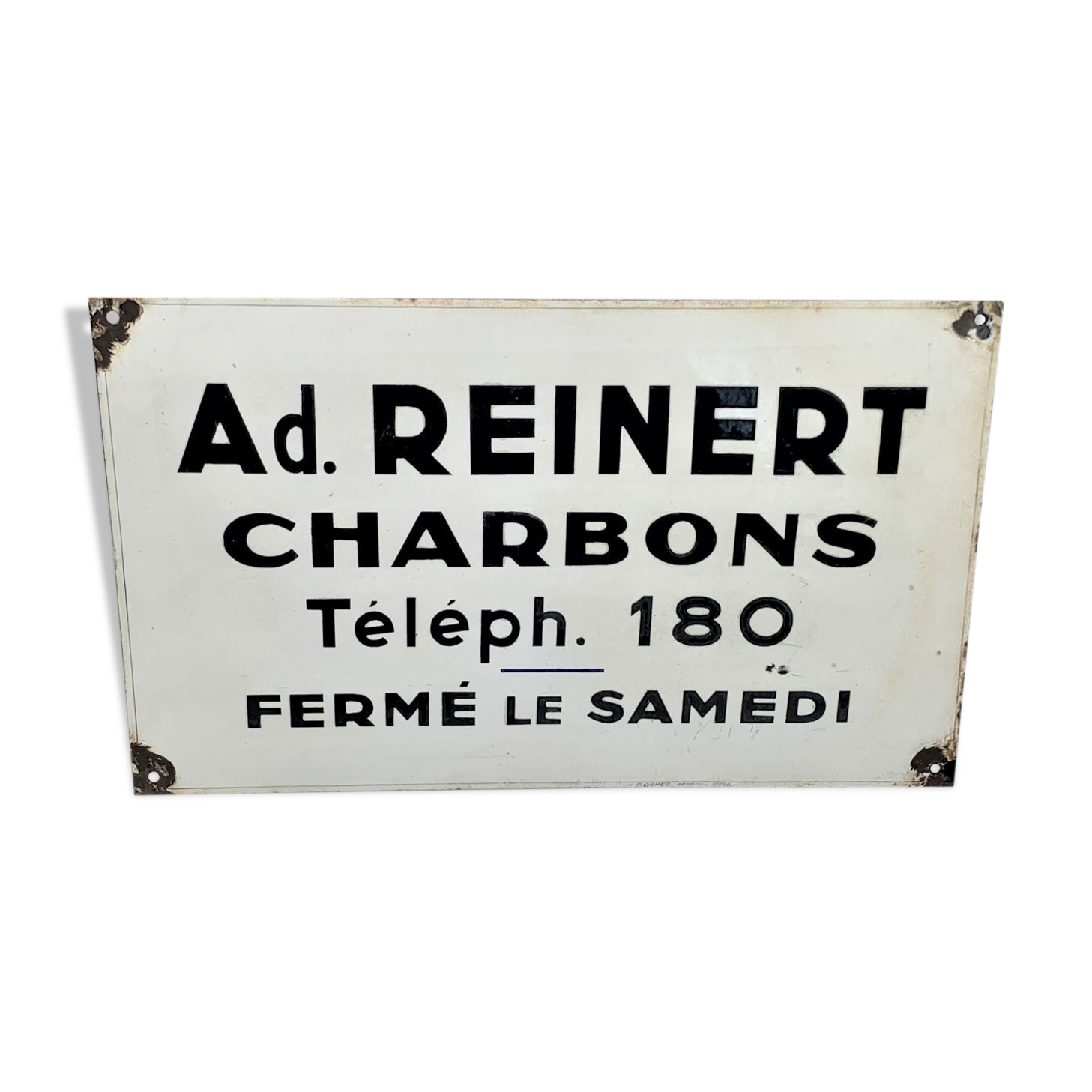 Reinert ad. charbons plaque émaillée ancienne