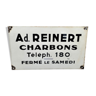 Reinert ad. charbons plaque émaillée ancienne