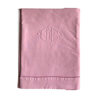Old linen and cyclamen cotton sheet