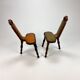 Ensemble de 2 tabourets de trépied en chêne brutaliste du milieu du siècle, années 1960