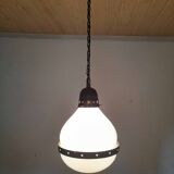 Bauhaus pendant lamp in opaline glass and brass