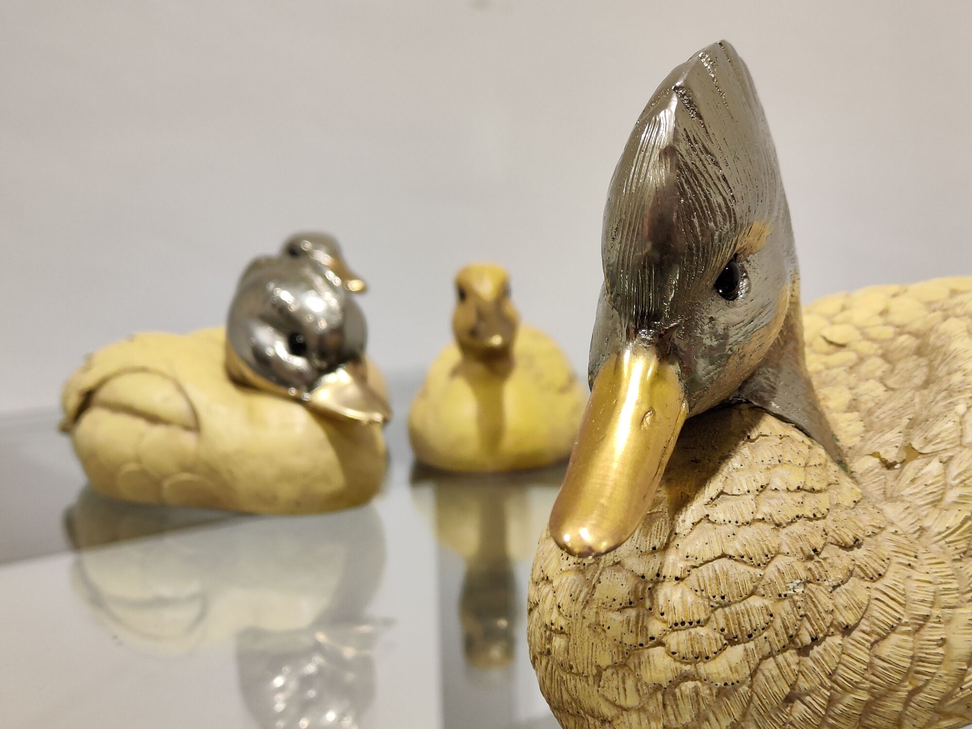 Silver plated duck sculptures by Malevolti, 1960