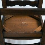 Spanish carved walnut wooden dining chairs, 1970s