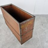 Vintage industrial steel and wooden trolley, 1950s