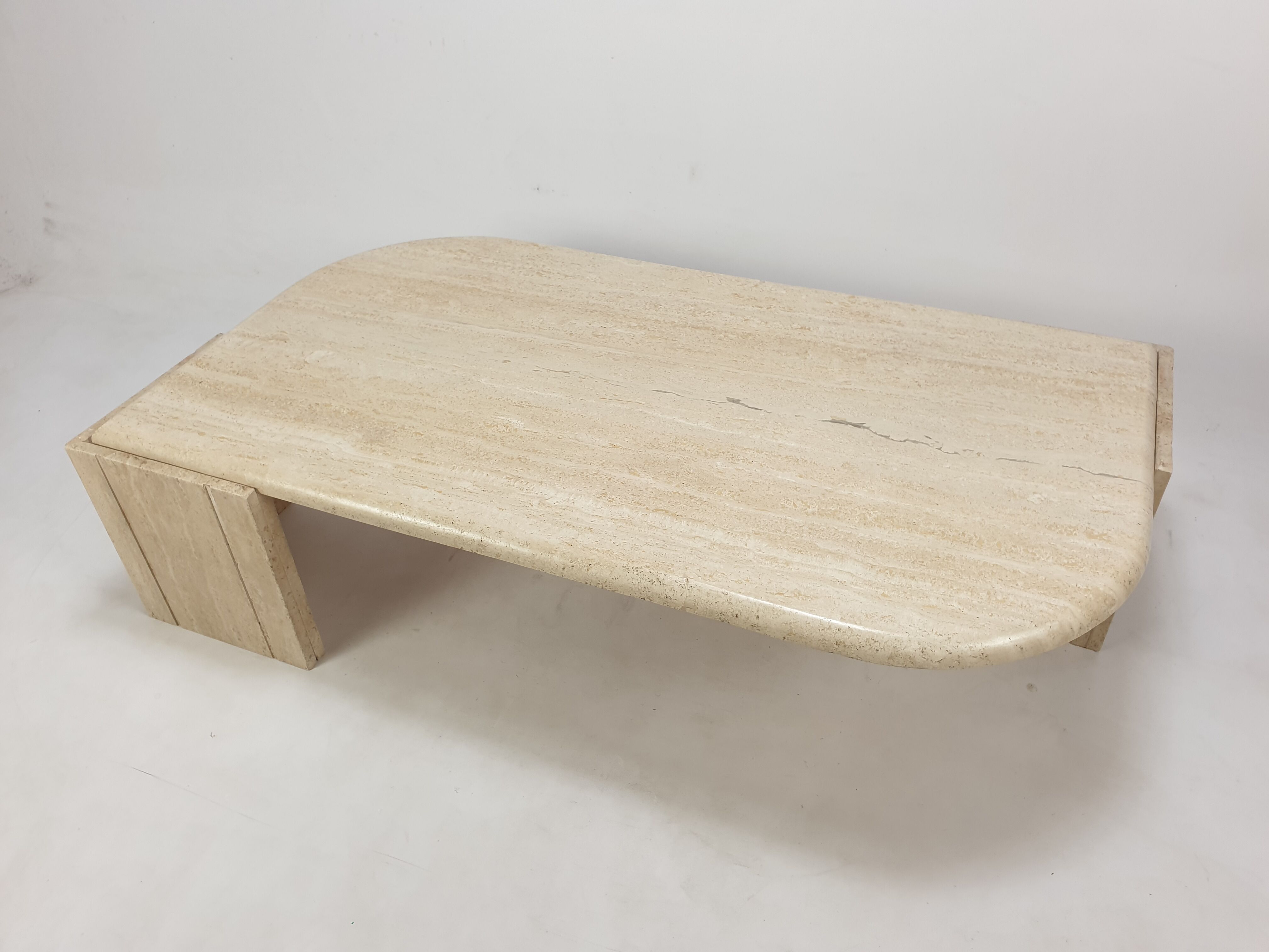 Italian travertine coffee table, 1980s