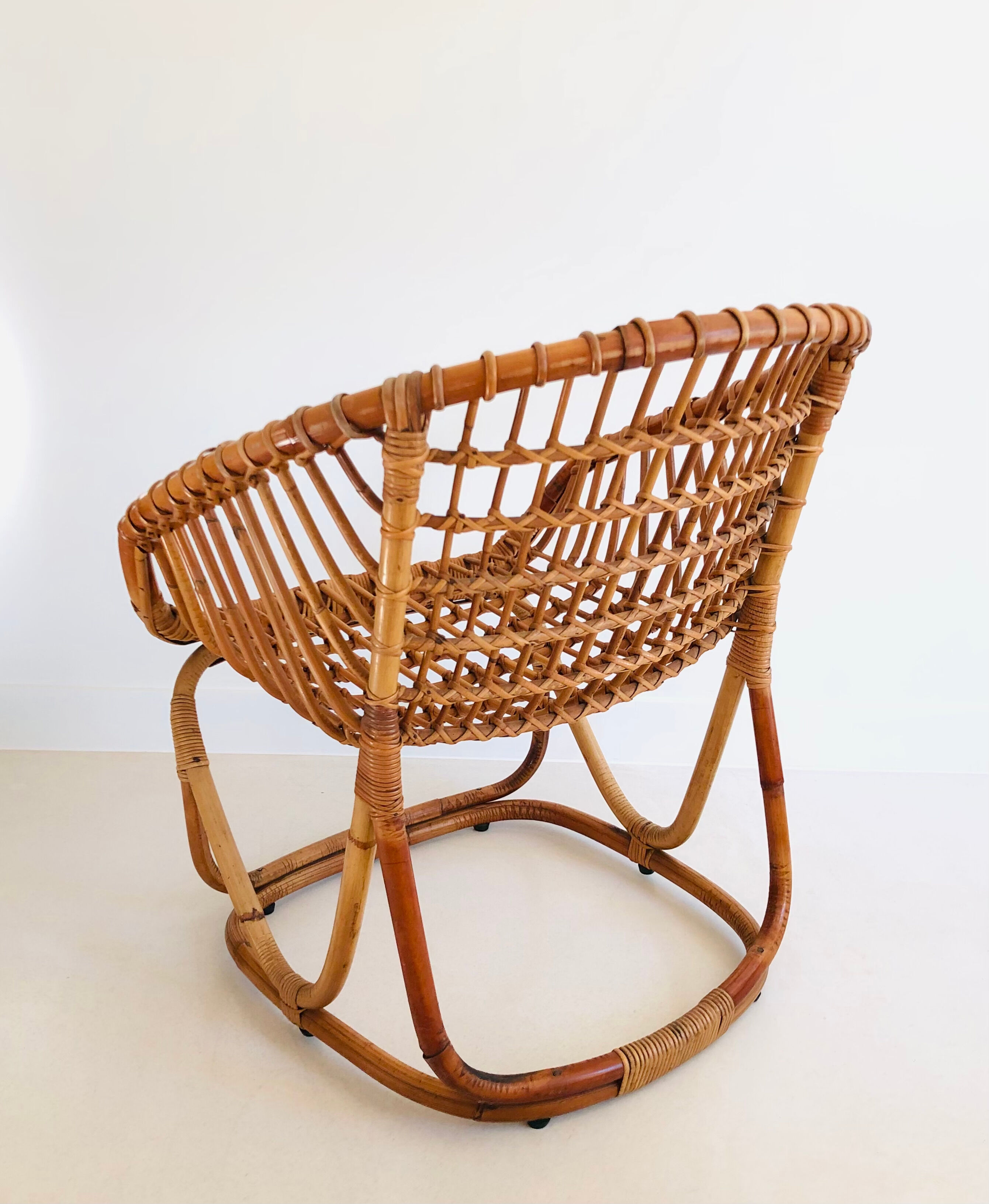 Rattan armchair by Tito Agnoli for Pierantonio Bonacina, Italy 1958