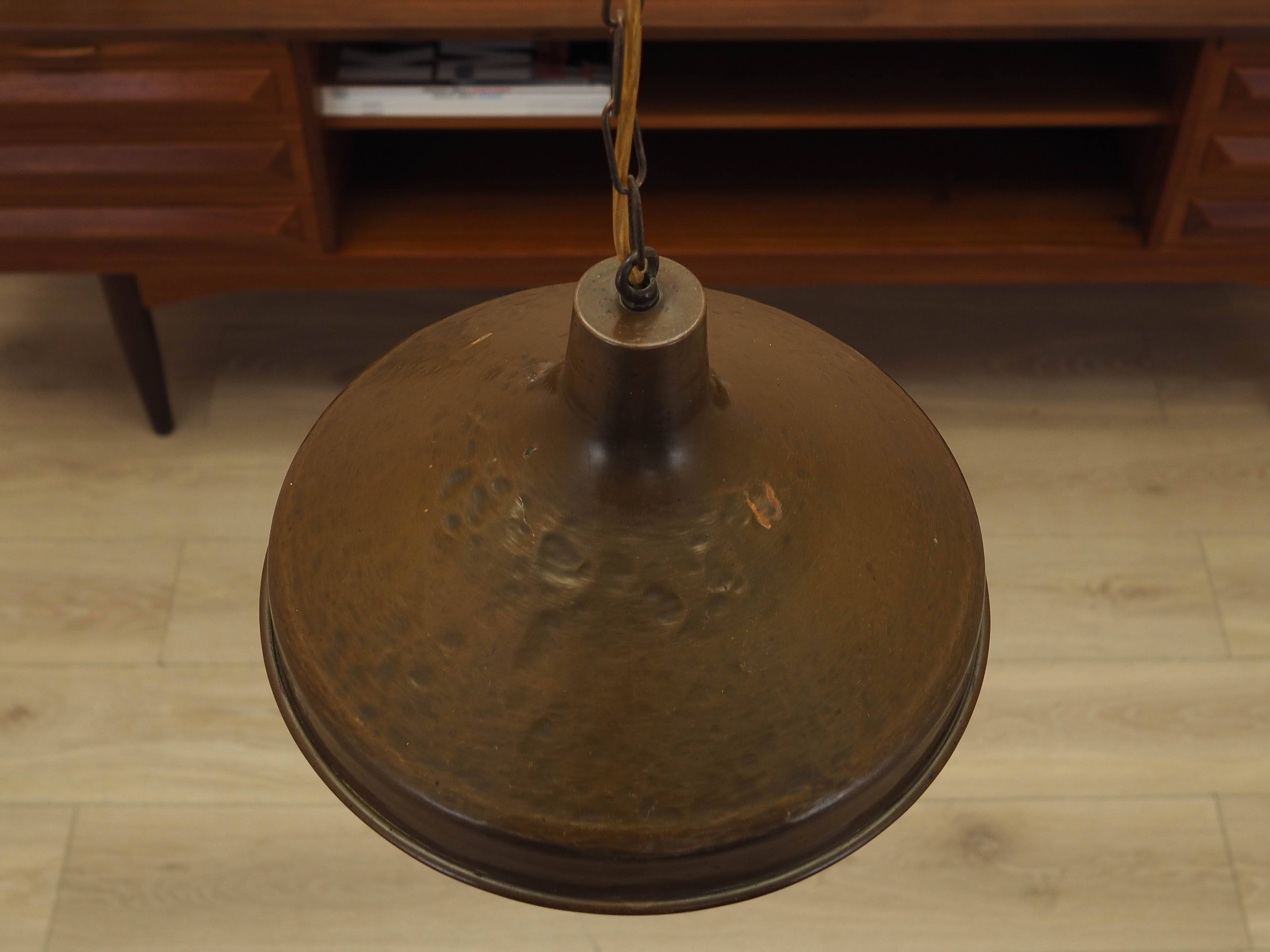 Danish Brass Pendant Lamp 1960s Mid-Century Modern Conical Shade