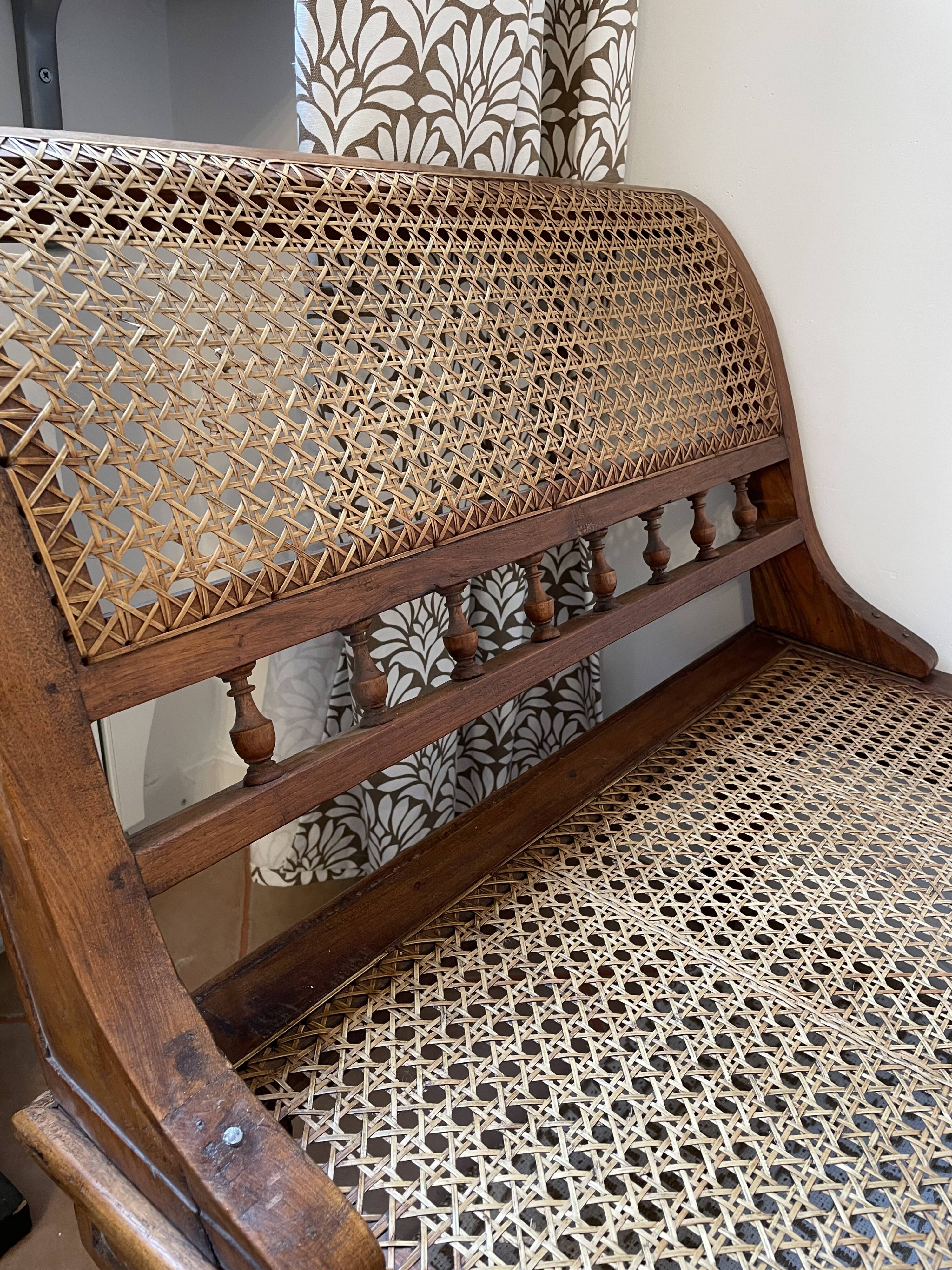 Indonesian daybed, canework and Java teak