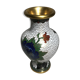 Vase cloisonné laiton dessins fleurs émaillés décoration vintage #2