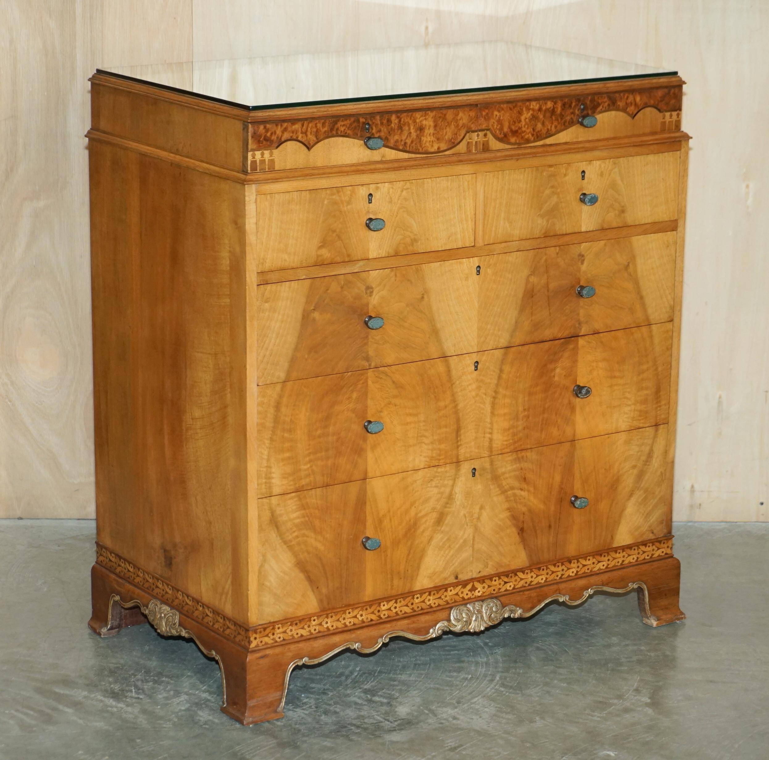Burr Walnut Commode Waring & Gillow