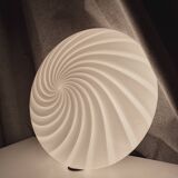 Vintage Murano glass white swirl flush mount light fixture |  handcrafted retro lighting |  MCM Midcentury home deco wall ceiling lamp