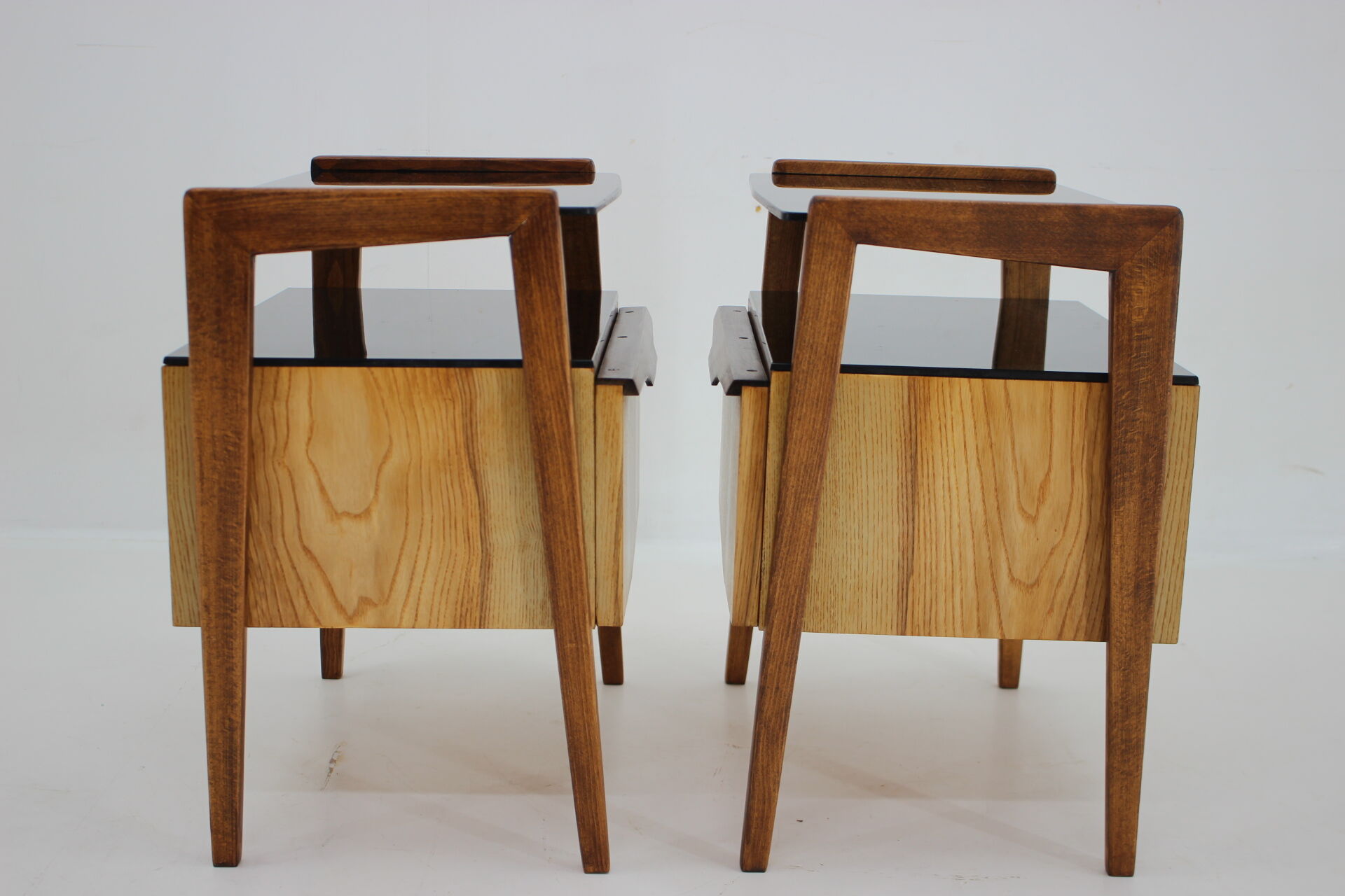 1960s pair of restored bedside tables, czechoslovakia